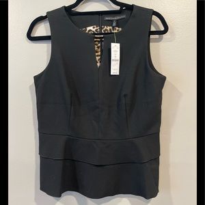 White House Black Market Black Sleeveless Top with Zipper Back